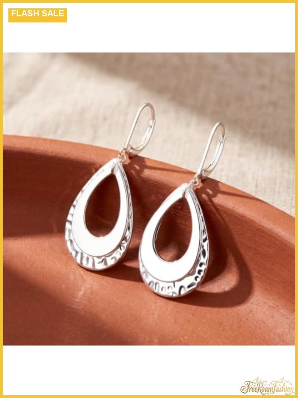 925 Sterling Silver Teardrop Dangle Earrings Hammered